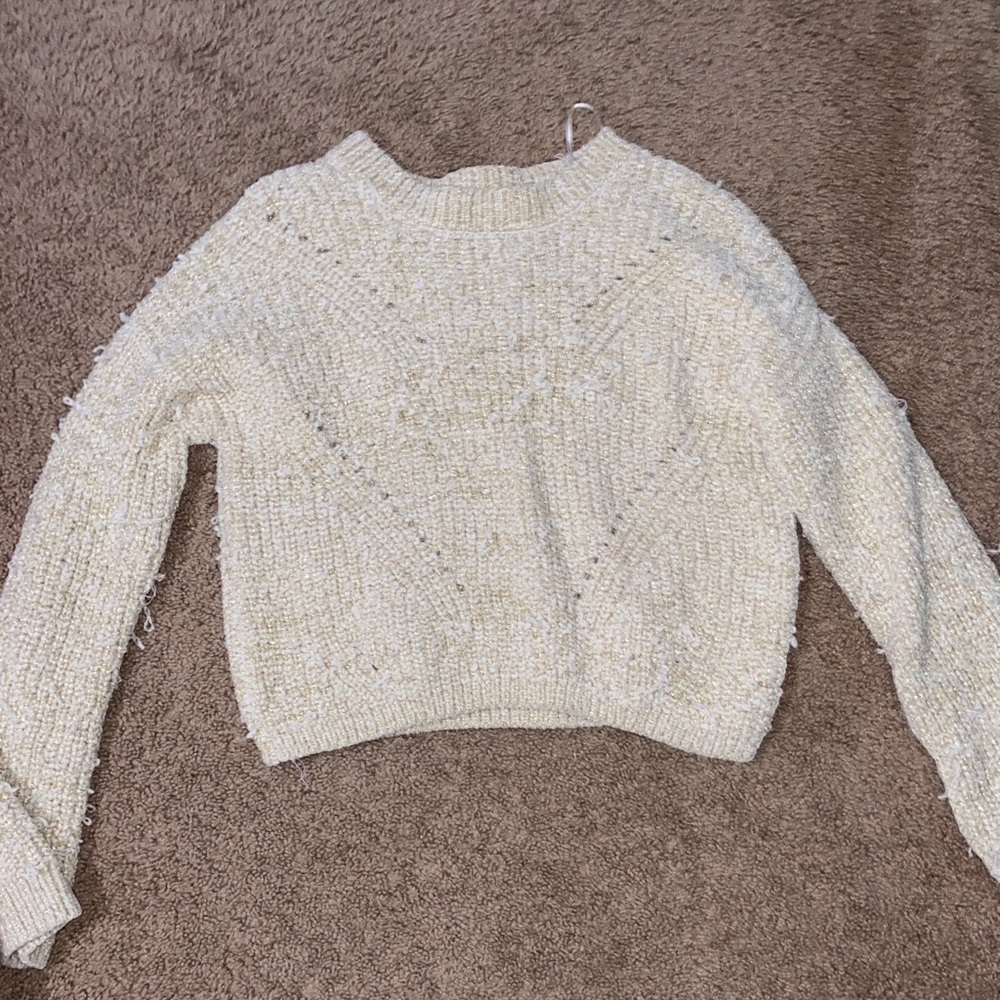 Cream sparkly cropped sweater